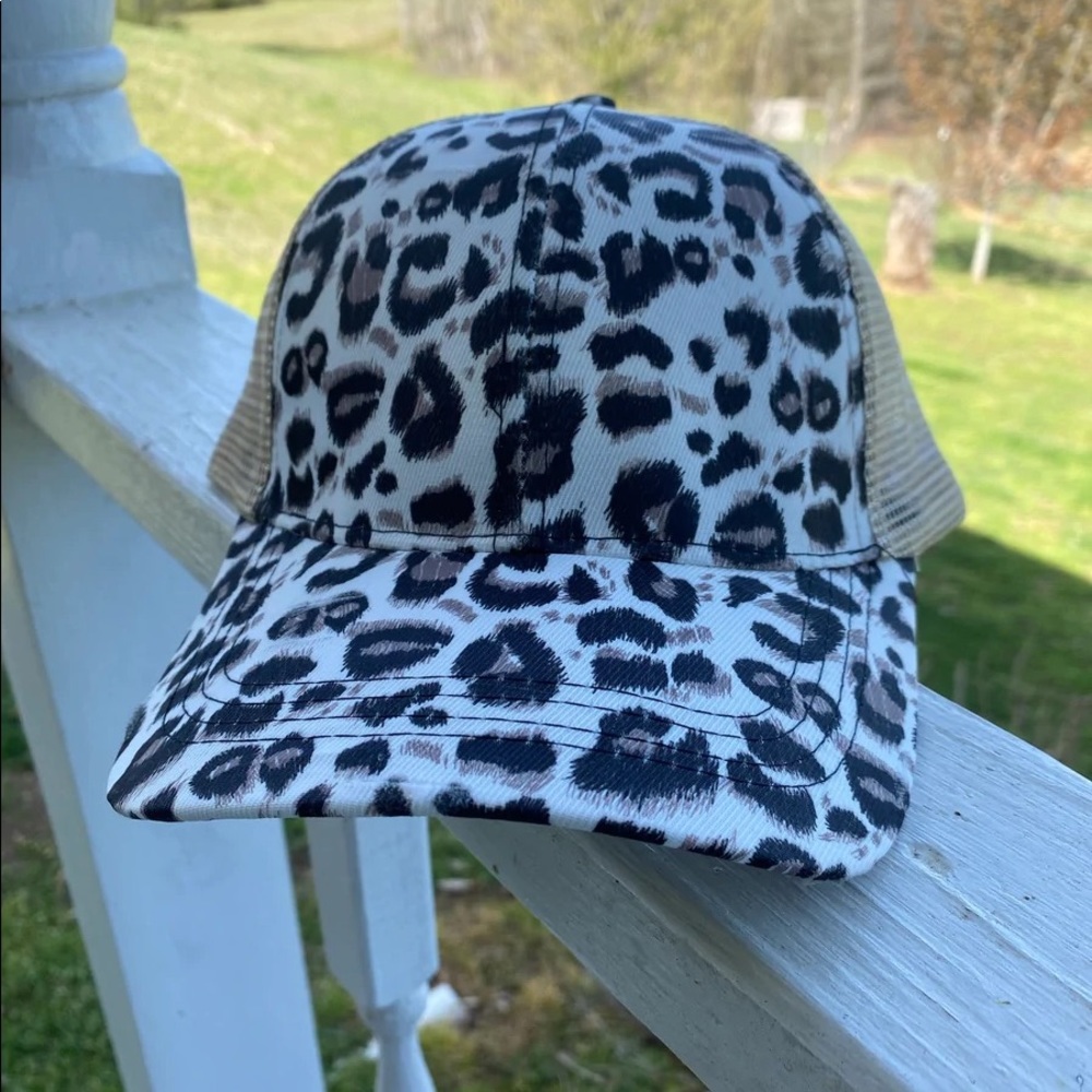 Cheetah Ball Cap Criss Cross Back NWT